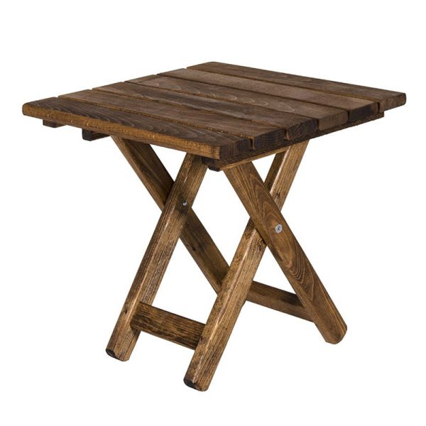 Τραπεζάκι πτυσσόμενο Klara Megapap από ξύλο οξιάς σε χρώμα καρυδί εμποτισμού 45x45x45εκ.