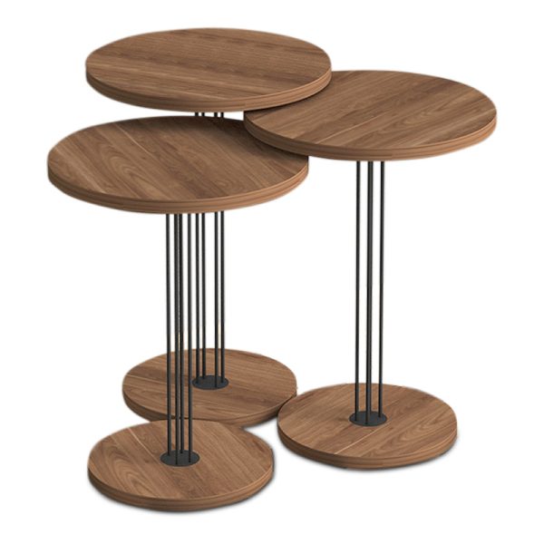 Βοηθητικά τραπεζάκια Nola Megapap μεταλλικά - μελαμίνης χρώμα καρυδί