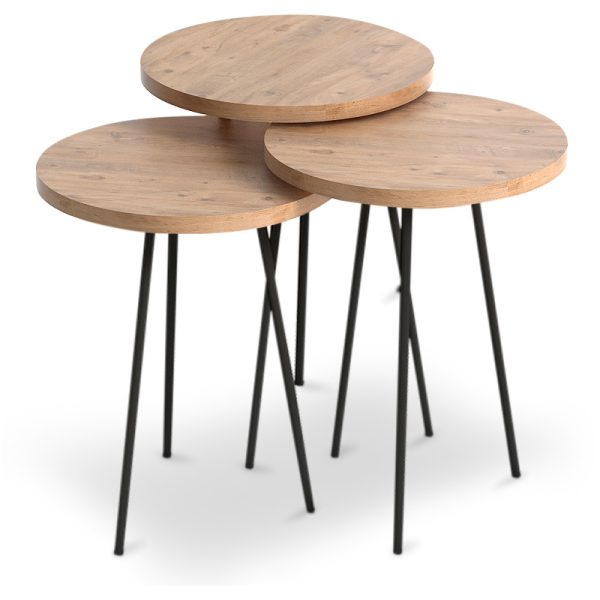 Βοηθητικά τραπεζάκια Select Megapap μεταλλικά - μελαμίνης χρώμα oak