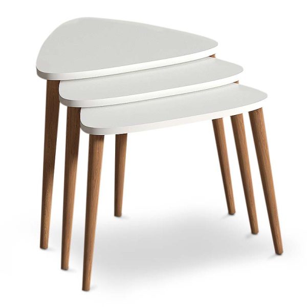 Βοηθητικά τραπεζάκια Bolero Megapap από μελαμίνη χρώμα λευκό 51x37x46εκ.