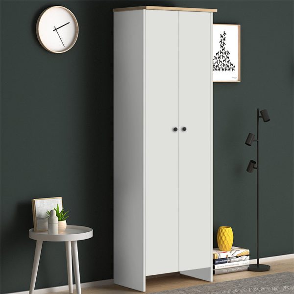 Παπουτσοθήκη μελαμίνης Sole Megapap 18 ζευγών χρώμα λευκό oak 58x35x180εκ.