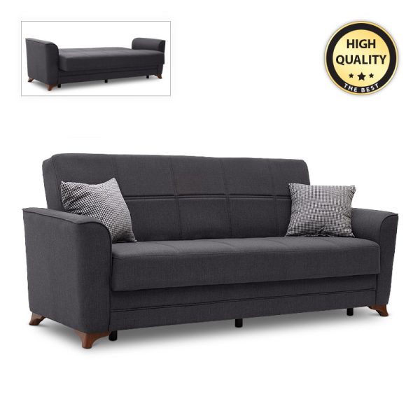 Καναπές - κρεβάτι Albero Megapap τριθέσιος υφασμάτινος χρώμα ανθρακί 232x92x98εκ.
