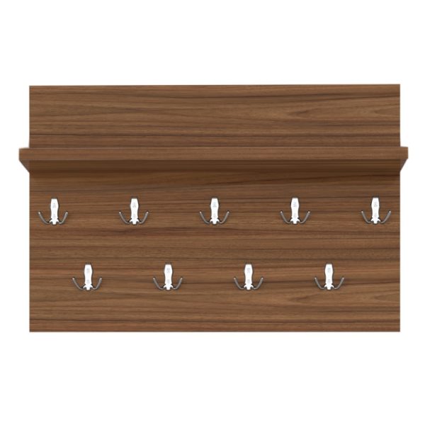 Ραφιέρα τοίχου - κρεμάστρα μελαμίνης Donella Megapap χρώμα καρυδί 60x15x40εκ.