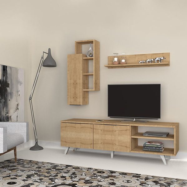 Σύνθεση τηλεόρασης Zen Megapap από μελαμίνη χρώμα sonoma 160x35x47εκ.