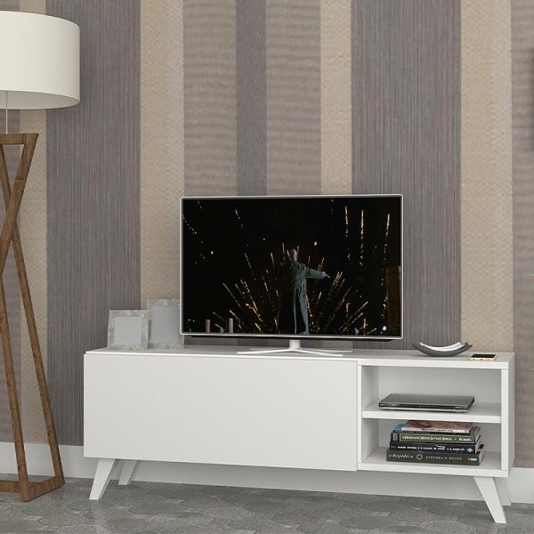 Έπιπλο τηλεόρασης Space Megapap χρώμα λευκό 120x30x42εκ.