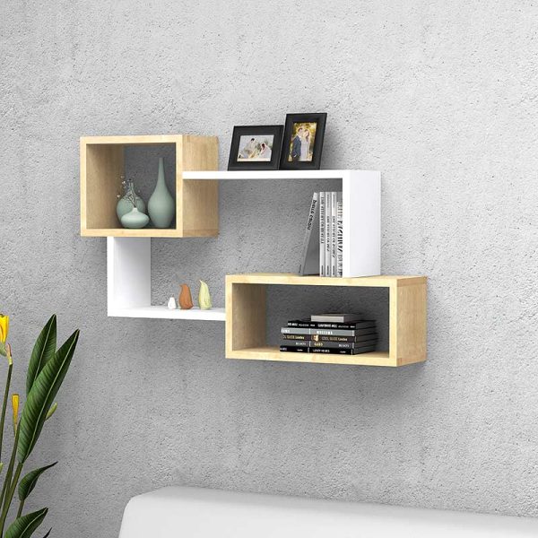 Ραφιέρα τοίχου Mesta Megapap από μελαμίνη χρώμα λευκό - sonoma 87x17x54εκ.