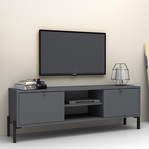 Έπιπλο τηλεόρασης Freja Megapap από μελαμίνη χρώμα γκρι 160x35x45εκ.