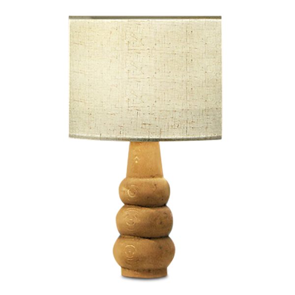 Φωτιστικό επιτραπέζιο Ginger Megapap E27 υφασμάτινο/Mdf χρώμα κρεμ/καφέ 19x16x30εκ.