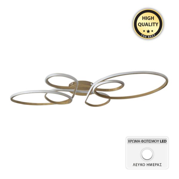 Φωτιστικό οροφής Led Henryk Megapap μεταλλικό χρώμα χρυσό ματ 104x53x10εκ.