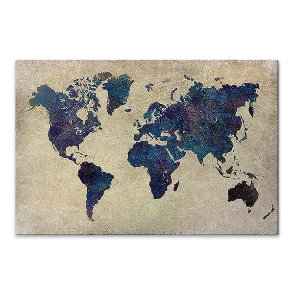 Πίνακας σε καμβά "World Map" Megapap ψηφιακής εκτύπωσης 100x70x3εκ.