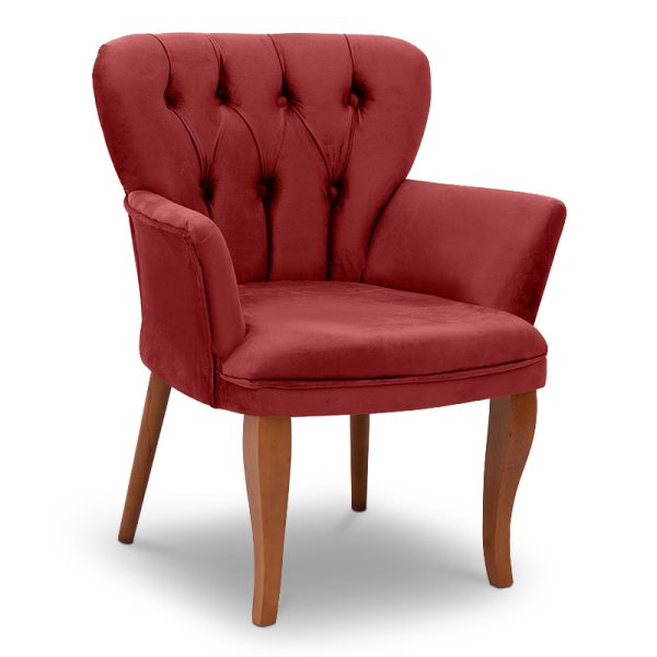 Πολυθρόνα Sebastian Megapap βελούδινη χρώμα βουργουνδί 68x62x81εκ.