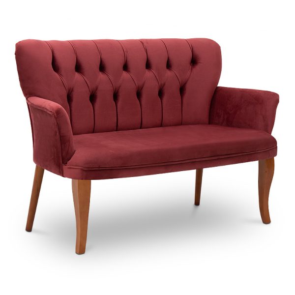 Καναπές Velma Megapap διθέσιος βελούδινος χρώμα βουργουνδί 127x60x81εκ.