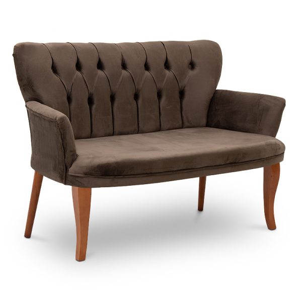 Καναπές Velma Megapap διθέσιος βελούδινος χρώμα καφέ 127x60x81εκ.