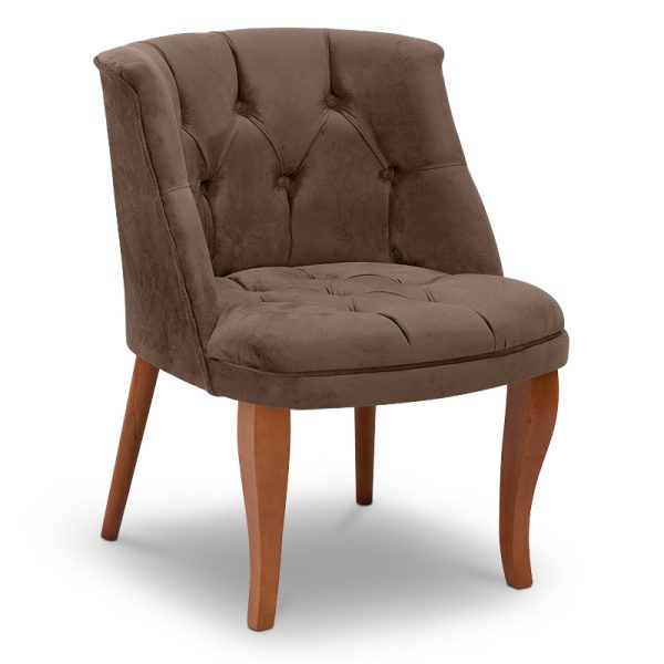 Πολυθρόνα Beatrice Megapap βελούδινη χρώμα καφέ 62x60x76εκ.