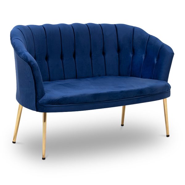 Καναπές Frederick Megapap διθέσιος βελούδινος χρώμα royal μπλε 127x64x79εκ.