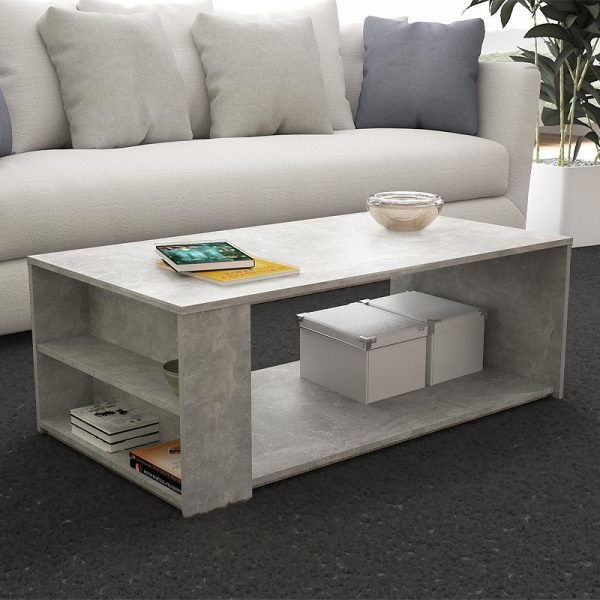 Τραπεζάκι σαλονιού Gennaro Megapap μελαμίνης χρώμα γκρι σκυροδέματος 110x60x40εκ.