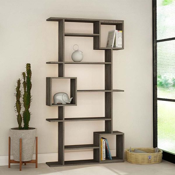 Βιβλιοθήκη μελαμίνης Soto Megapap χρώμα dark coffee 92x25x173εκ.