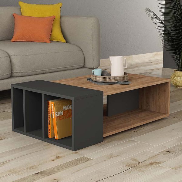 Τραπεζάκι σαλονιού Anita Megapap μελαμίνης χρώμα φυσικό οξιάς - ανθρακί 102x56,5x32εκ.