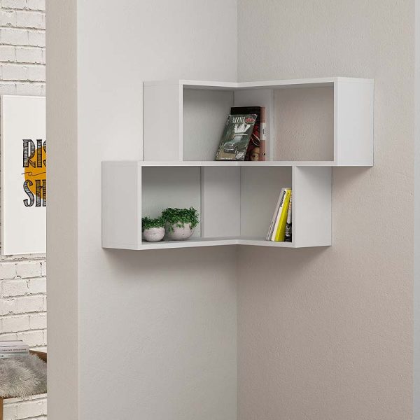 Ραφιέρα τοίχου γωνιακή Corner Megapap μελαμίνης χρώμα λευκό 70x20x61,5εκ.