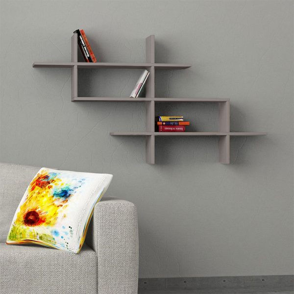 Ραφιέρα τοίχου Halic Megapap μελαμίνης χρώμα ανοιχτή μόκα 150x22x82εκ.