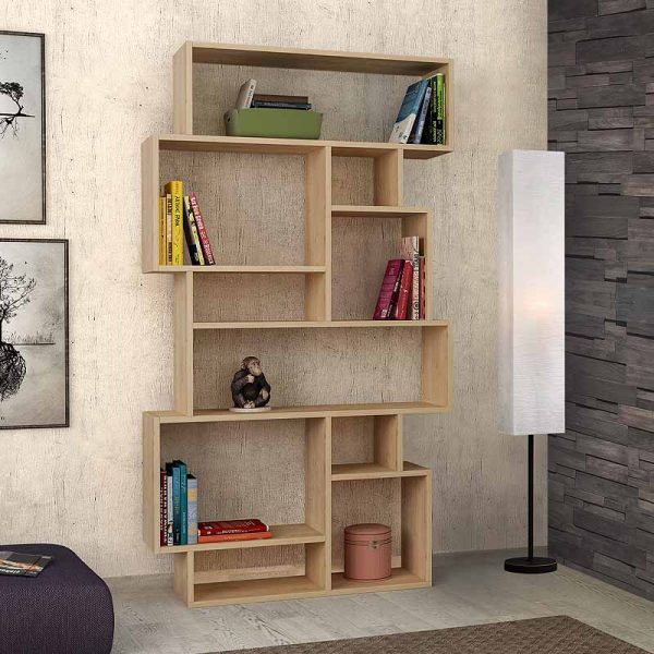 Βιβλιοθήκη μελαμίνης Karmato Megapap χρώμα φυσικό οξιάς 96x25,5x168,5εκ.