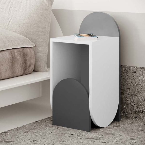 Κομοδίνο μελαμίνης Nun Megapap χρώμα λευκό - ανθρακί 32x32x71εκ.