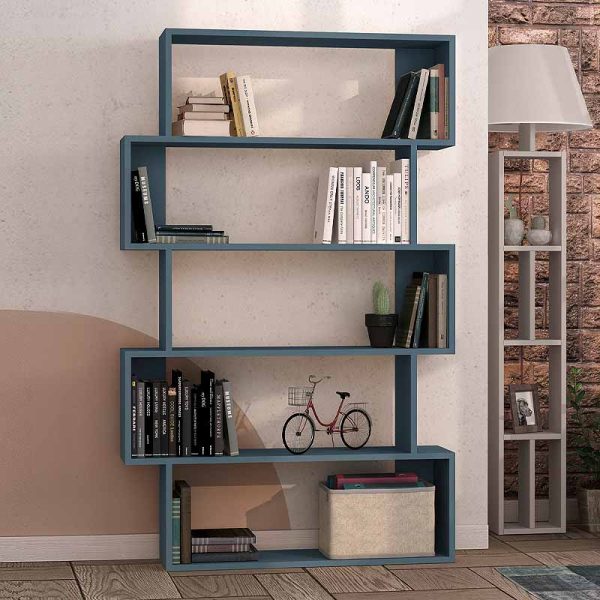 Βιβλιοθήκη μελαμίνης Oxford Megapap χρώμα τιρκουάζ 95x25x158εκ.