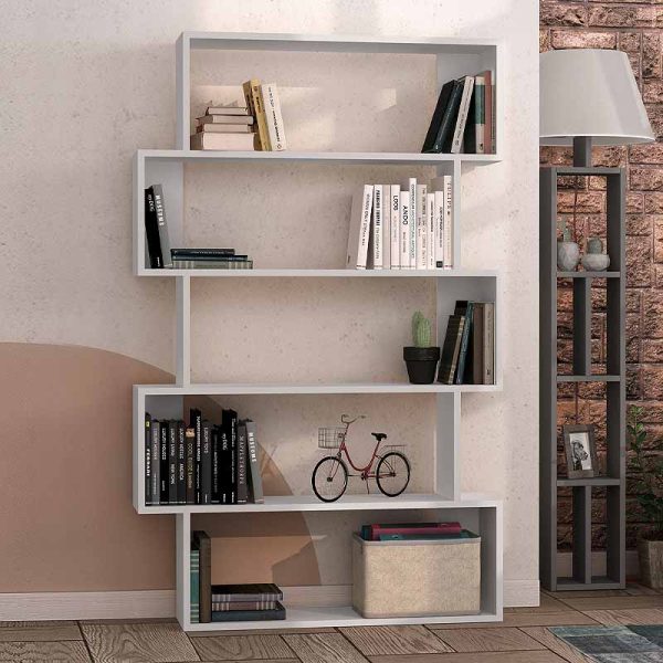Βιβλιοθήκη μελαμίνης Oxford Megapap χρώμα λευκό 95x25x158εκ.
