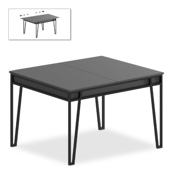 Τραπέζι μελαμίνης Pal Megapap επεκτεινόμενο χρώμα ανθρακί 132/170x80x76εκ.