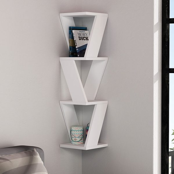 Ραφιέρα τοίχου γωνιακή Zena Megapap μελαμίνης χρώμα λευκό 22x22x85εκ.