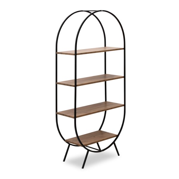 Βιβλιοθήκη μελαμίνης - μεταλλική Resia Megapap χρώμα ακακίας 80x32x168εκ.