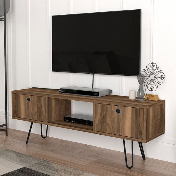 Έπιπλο τηλεόρασης Aversa Megapap από μελαμίνη χρώμα καρυδί 120x29,5x43εκ.