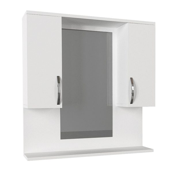 Καθρέπτης μπάνιου με ντουλάπι Tiger Μegapap από μελαμίνη χρώμα λευκό 80x14,5x83εκ.