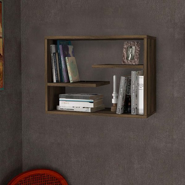 Ραφιέρα τοίχου Tino Megapap από μελαμίνη χρώμα καρυδί 60x19,5x44εκ.