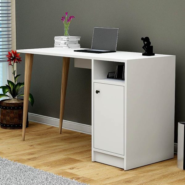 Γραφείο μελαμίνης Mentor Megapap χρώμα λευκό 120x45x73εκ.