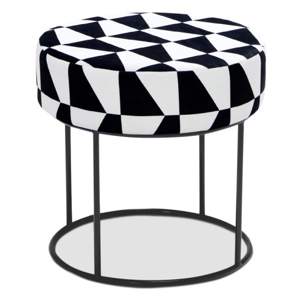 Σκαμπώ Moon Megapap υφασμάτινο χρώμα μαύρο - λευκό 40x40x40εκ.