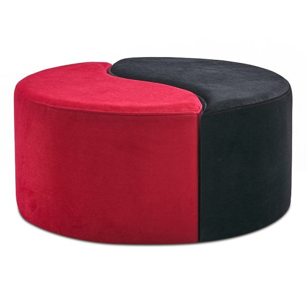 Σκαμπώ Alis Megapap βελούδινο χρώμα μαύρο - κόκκινο 80x80x40εκ.