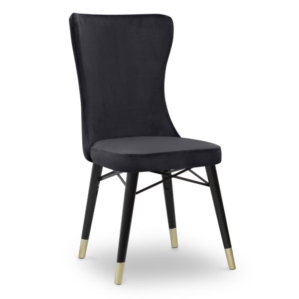 Καρέκλα τραπεζαρίας Mimoza Megapap από βελούδο χρώμα μαύρο - μαύρο/χρυσό πόδι 53x48x101εκ.