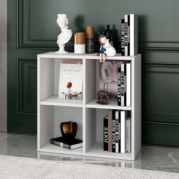 Βιβλιοθήκη Oliver Megapap χρώμα λευκό 65,4x30x65,4εκ.