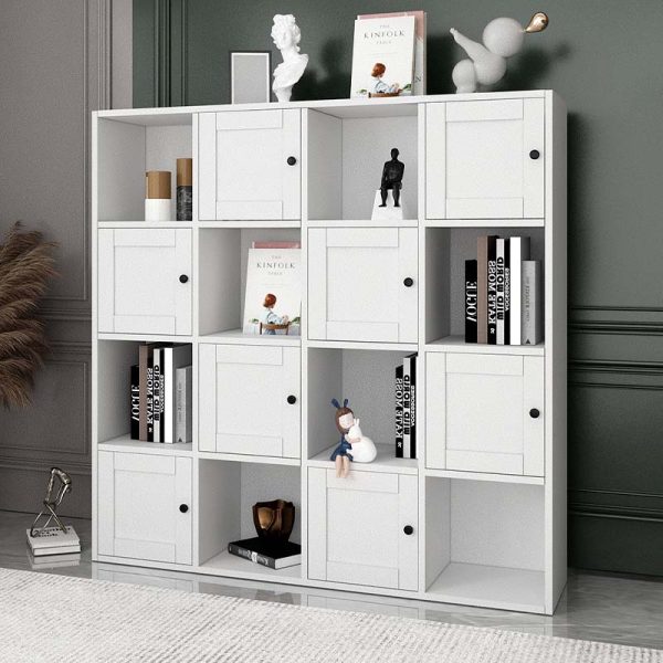 Βιβλιοθήκη Felix Megapap χρώμα λευκό 129x30x129εκ.