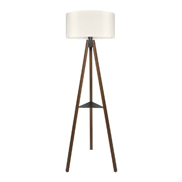 Φωτιστικό δαπέδου Thomas Megapap E27 Mdf/ύφασμα Pvc χρώμα καρυδί - κρεμ 38x38x135εκ.