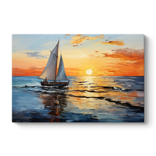 Πίνακας σε καμβά "Fisherman at the sunset" Megapap ψηφιακής εκτύπωσης 120x60x3εκ.