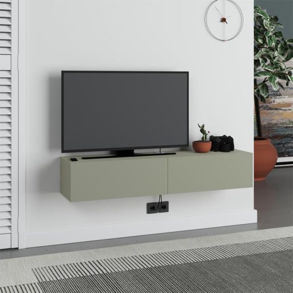 Έπιπλο τηλεόρασης επιτοίχιο Francy Megapap χρώμα ash green 135x31,7x25εκ.
