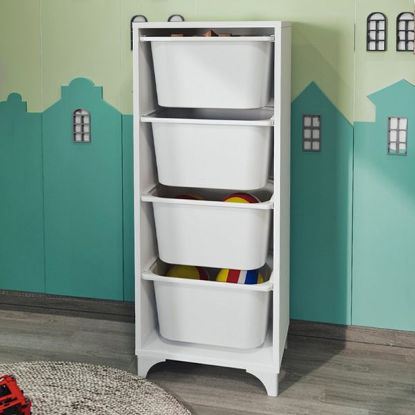 Συρταριέρα κουζίνας - μπάνιου Kayra I Megapap με 4 συρτάρια χρώμα λευκό 45,3x29,7x116,3εκ.