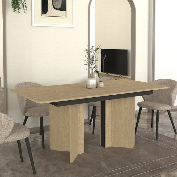 Τραπέζι Lava Megapap χρώμα rota oak - ανθρακί 180x90x76,8εκ.