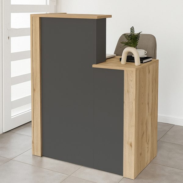 Γραφείο υποδοχής - reception Enter Megapap χρώμα sepet oak - ανθρακί 86,9x40x110,3εκ.