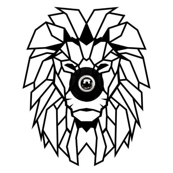 Απλίκα τοίχου Lion Megapap E27 MDF χρώμα μαύρο 39x12x49εκ.