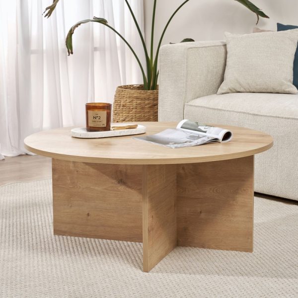 Τραπεζάκι σαλονιού Soleil Megapap χρώμα sapphire oak Ø90x40εκ.