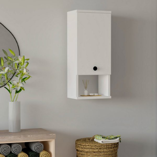 Ντουλάπι μπάνιου επιτοίχιο Mis Megapap χρώμα λευκό 30x21,8x71εκ.