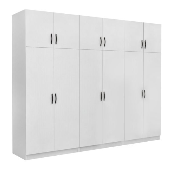 Ντουλάπα ρούχων Victoria Megapap εξάφυλλη με πατάρι χρώμα λευκό 300x60x240εκ.